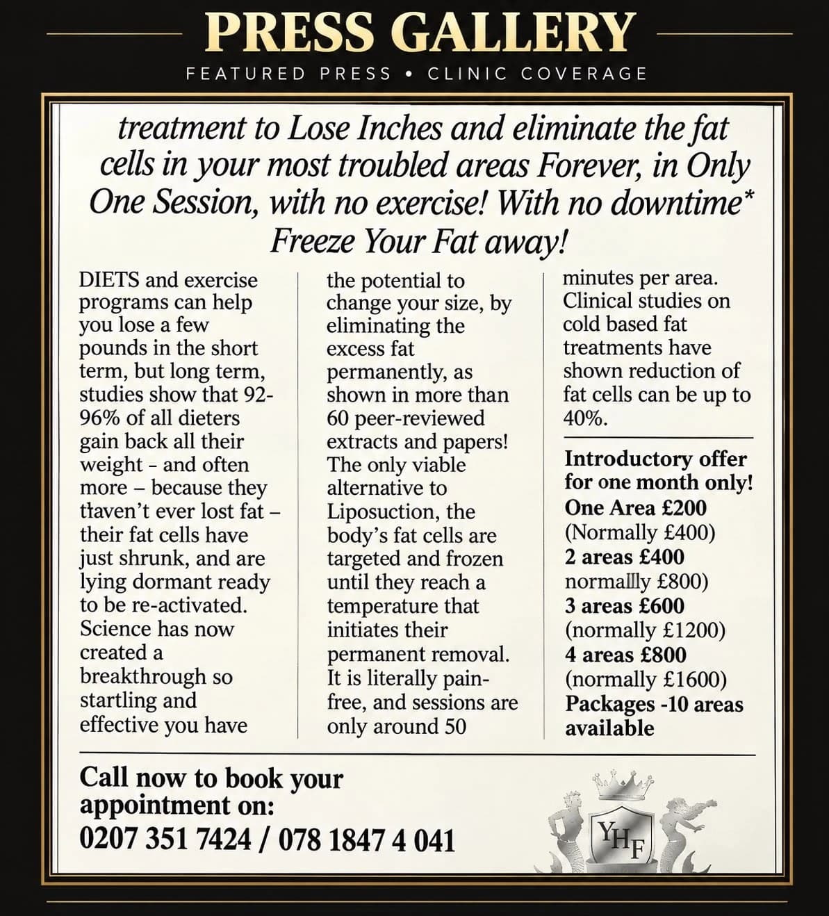 Featured press — YourHealthFirst fat-freezing introductory offer