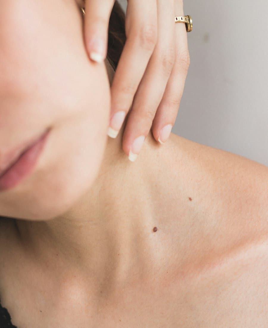 Close-up of the neck and jawline area