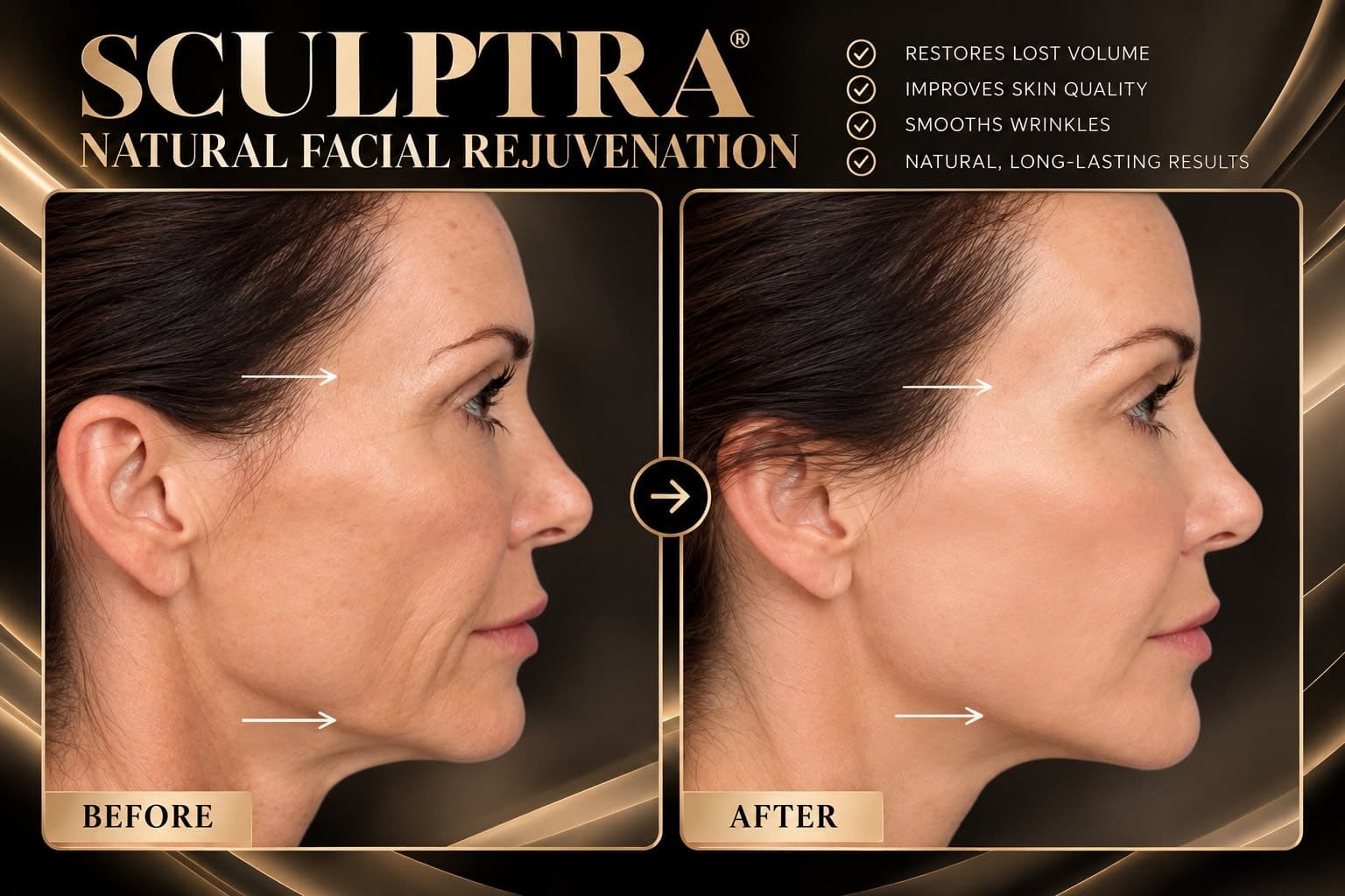 Sculptra before and after — cheek and jawline lift