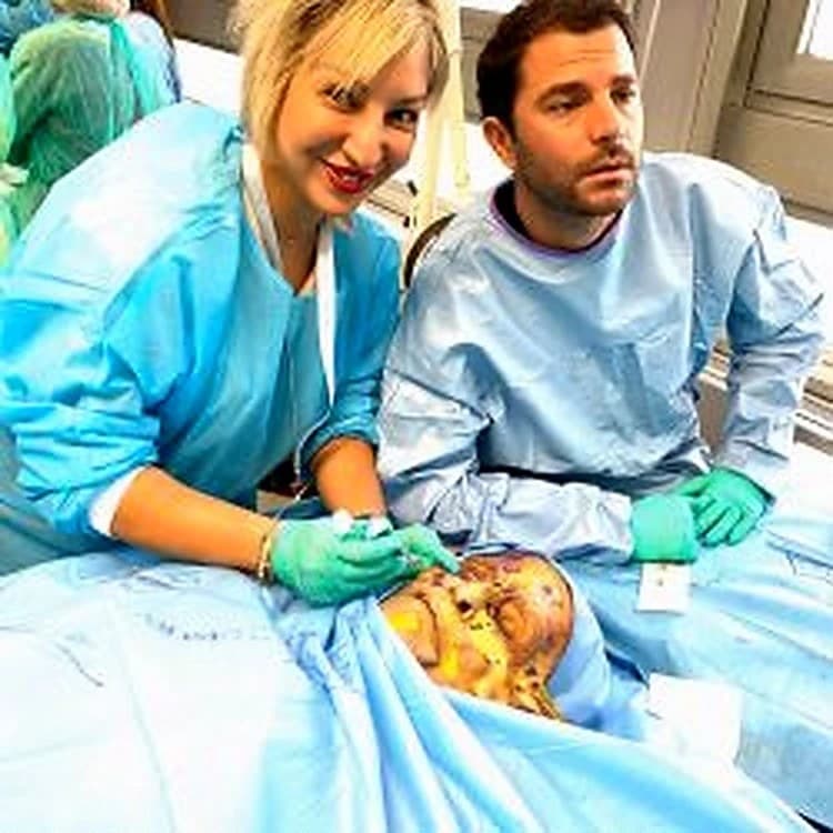 Sofia Bouzian during hands-on anatomy laboratory training