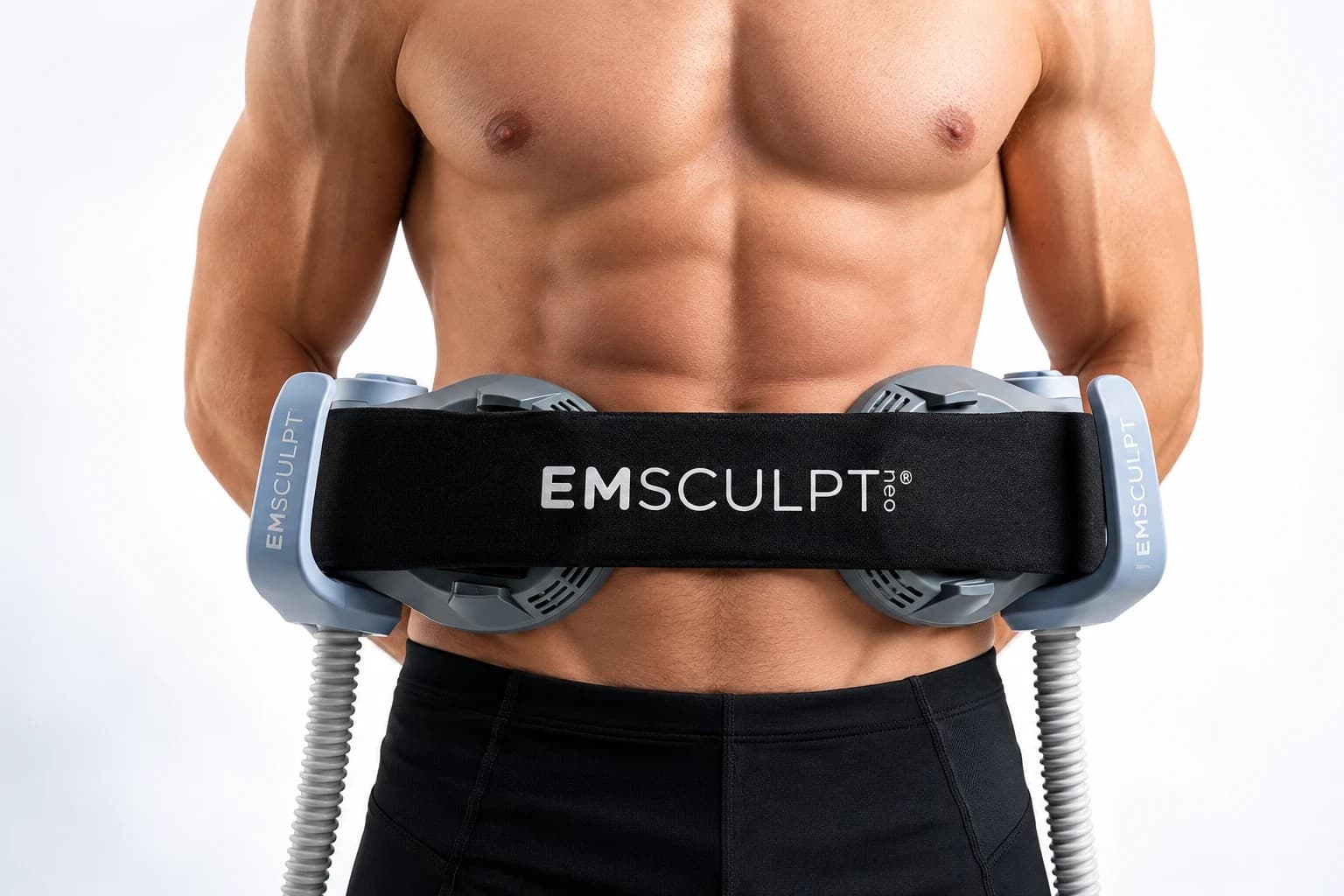 Emsculpt Neo chest and core applicator in use