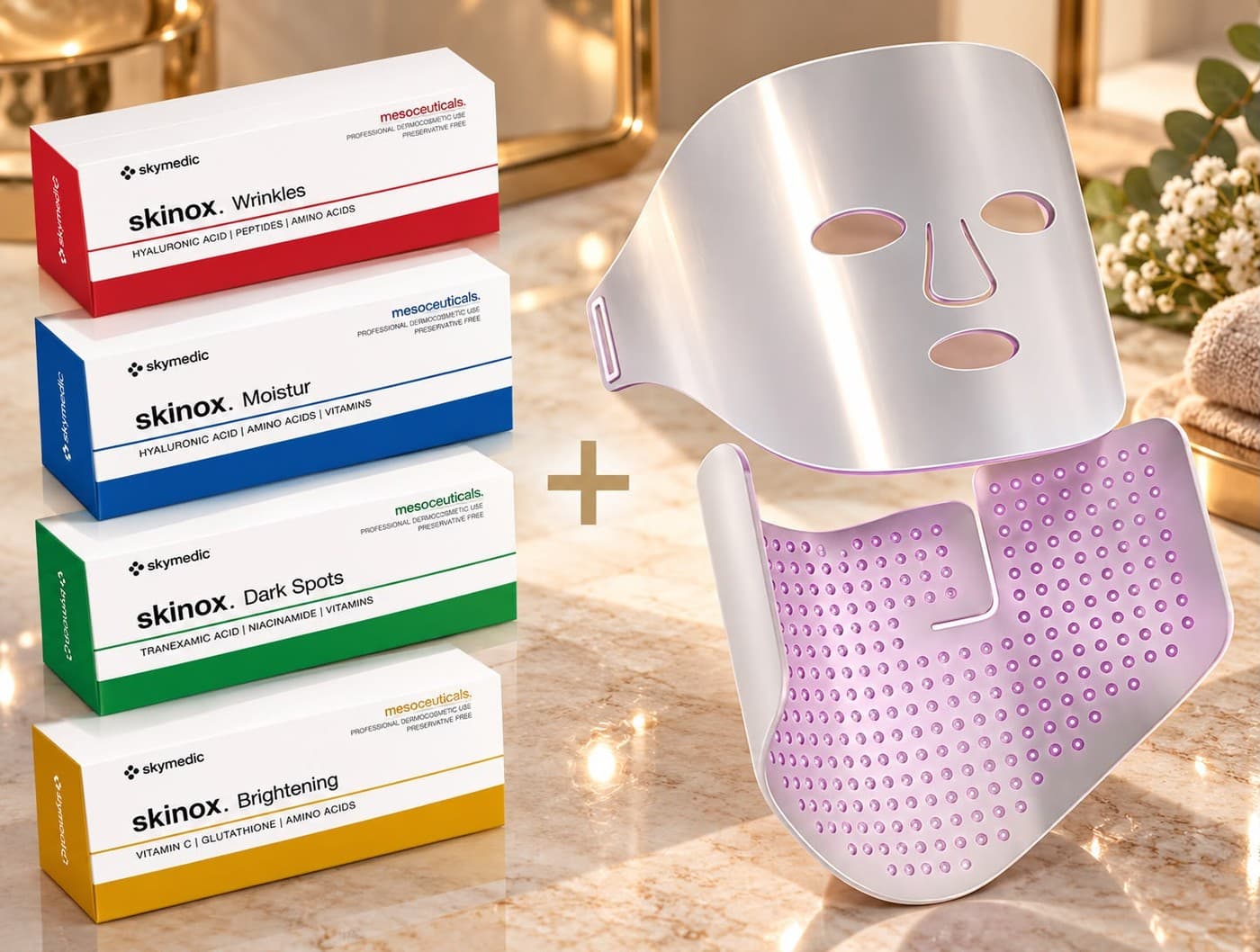 Skinox photosensitive peel kits used with the Fotoage LED mask