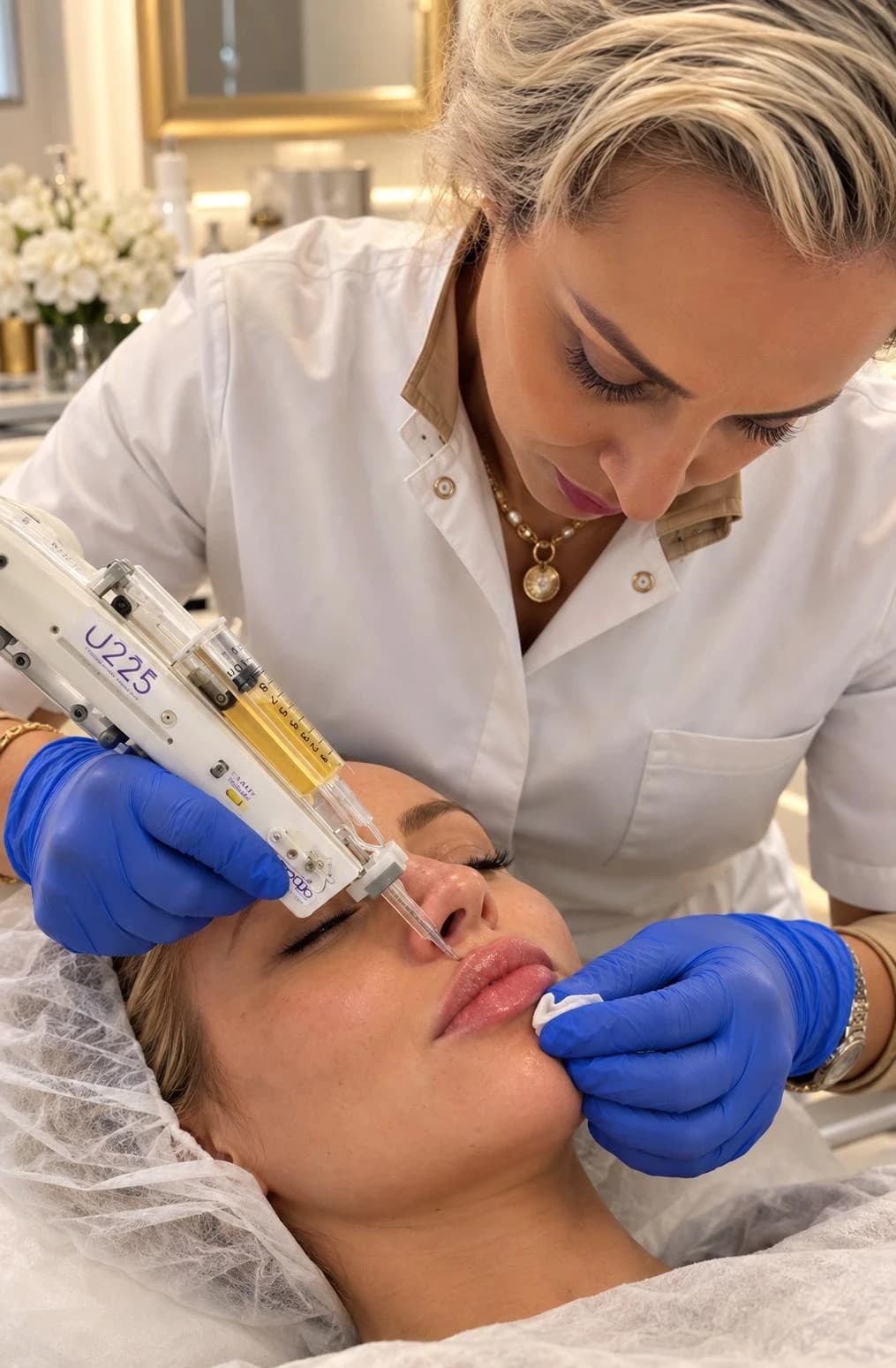 Sofia administering PRP with the U225 intradermal injector